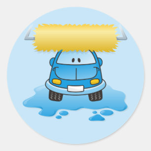 Carwash cartoon classic round sticker