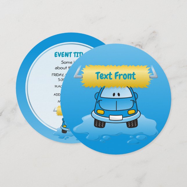 Carwash Cartoon Invitation (Front/Back)