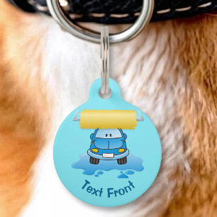Carwash cartoon pet name tag