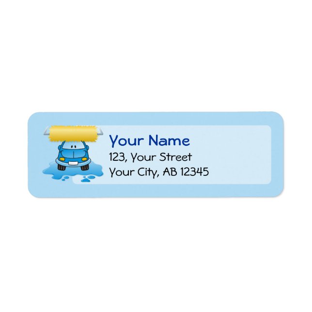 Carwash cartoon return address label (Front)