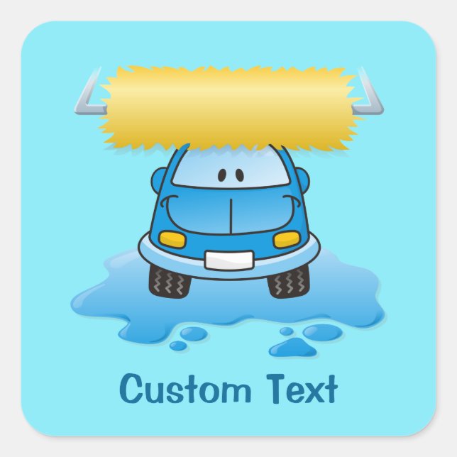 Carwash cartoon square sticker (Front)