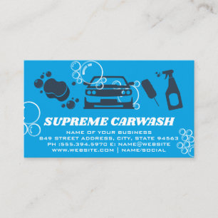 Carwash Cleaning Supplies Soap Bubbles Business Card