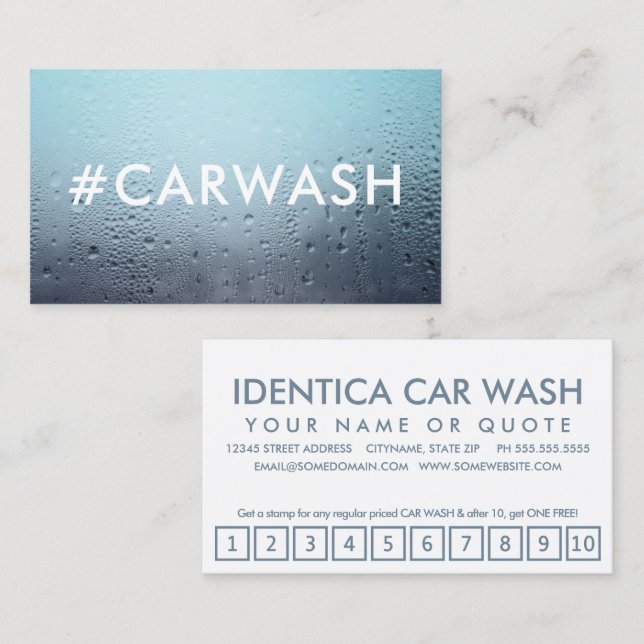 #CARWASH hashtag loyalty punch card (Front/Back)