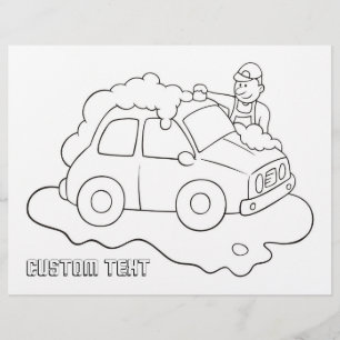 Carwash Man Colouring Book Page