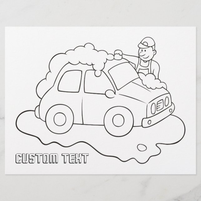 Carwash Man Colouring Book Page (Front)