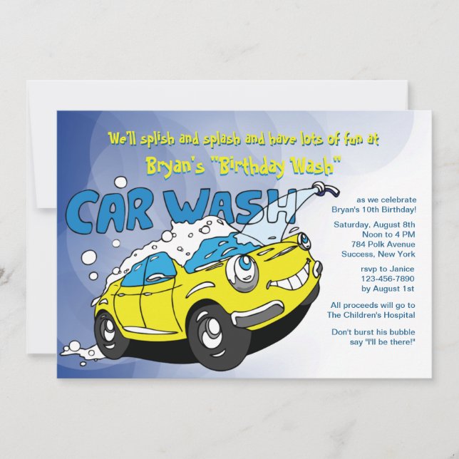 Carwash Party Invitation (Front)