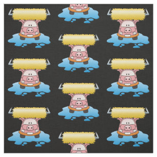 Carwash Pig Cartoon Pattern Fabric
