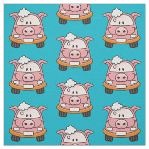 Carwash Pig Cartoon Pattern Fabric