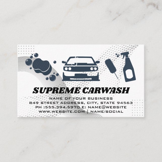 Carwash Supplies | Soap Bubbles | Auto Business Card (Front)