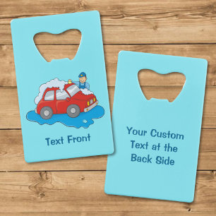 Carwashing Man Credit Card Bottle Opener