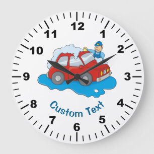 Carwashing Man Large Clock