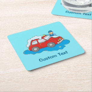 Carwashing Man Paper Coaster