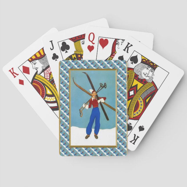 Carying the skis playing cards (Back)