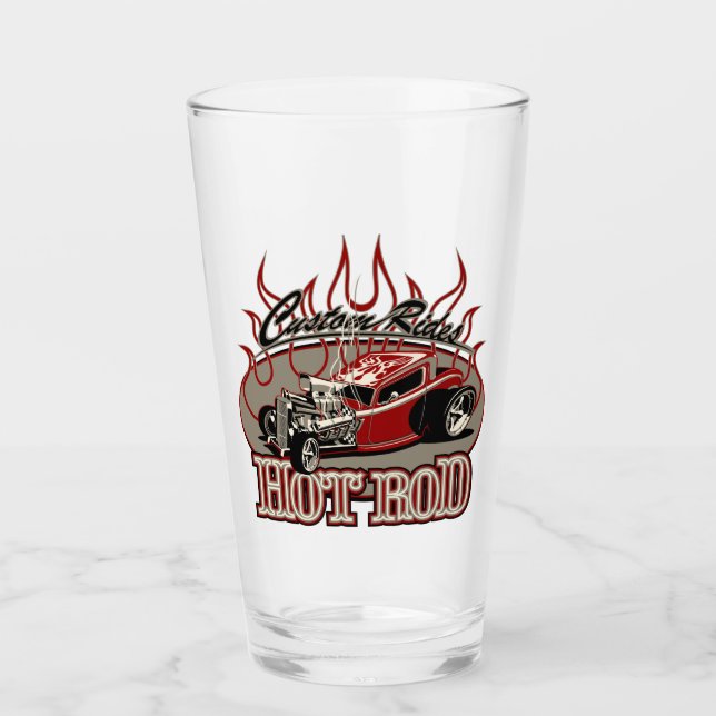 Caryoon hot rod glass (Front)