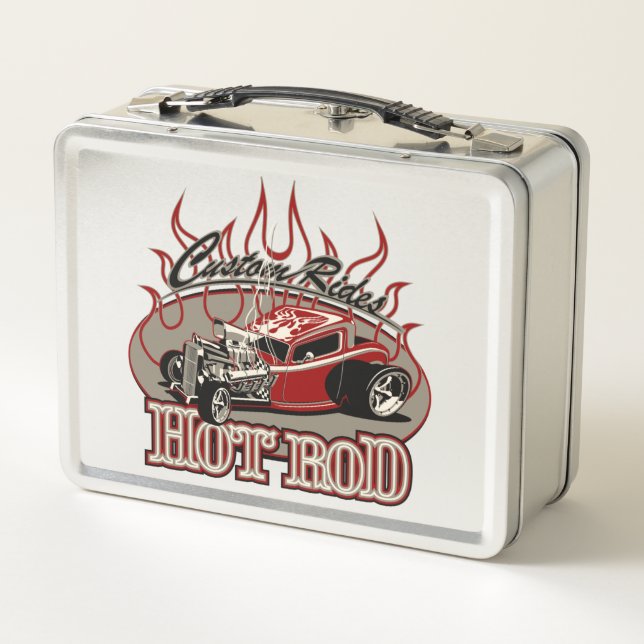 Caryoon hot rod metal lunch box (Back)