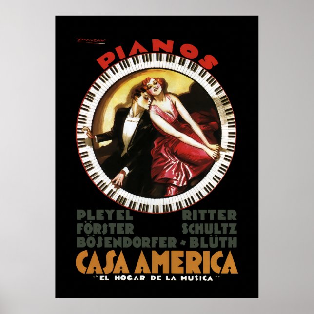 CASA AMERICA FINE GRAND PIANOS 1930 POSTER (Front)