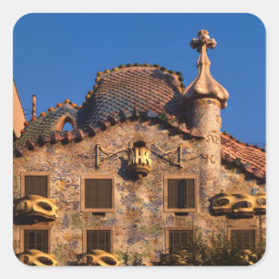 Casa Batilo, Gaudi Architecture, Barcelona, Square Sticker