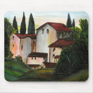 Casa de Pueblo Dibujo Tuscany italy Countryside Mouse Pad