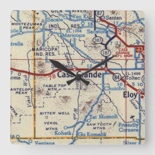 Casa Grande AZ Map Square Wall Clock