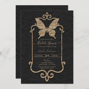 Casa Mariposa Pink & Black Butterfly Bridal Shower Invitation