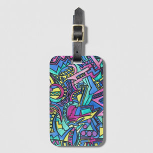 Casa Mia-Bold Colourful Hand Painted Abstract Art Luggage Tag