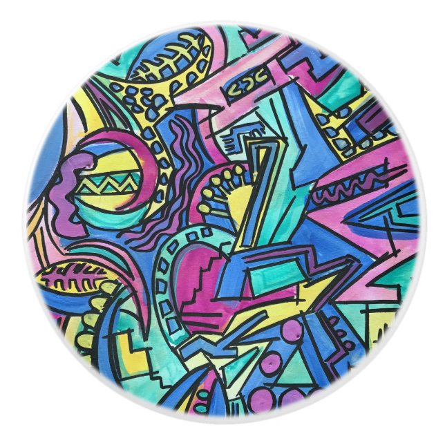 Casa Mia-Hand Painted Abstract Art Ceramic Knob (Front)