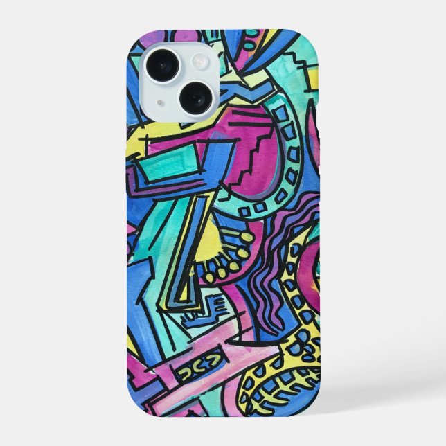 Casa Mia-Hand Painted Abstract Art iPhone 15 Case (Back)