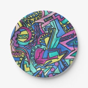 Casa Mia-Hand Painted Abstract Art Paper Plate
