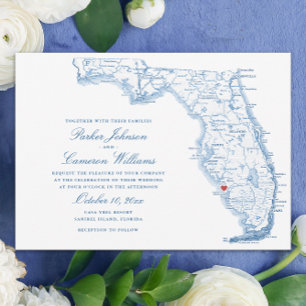Casa Ybel Resort Wedding Sanibel Florida Map Invitation