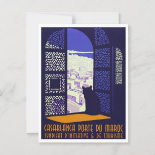 Casablaca Morocco Tourism Travel Retro Inspired Postcard