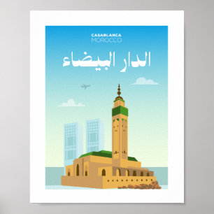 Casablanca City Morocco Illustration Poster