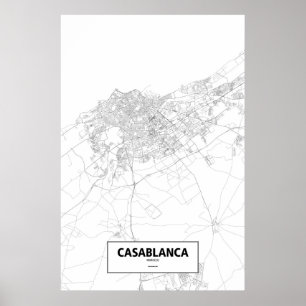 Casablanca, Morocco (black on white) Poster