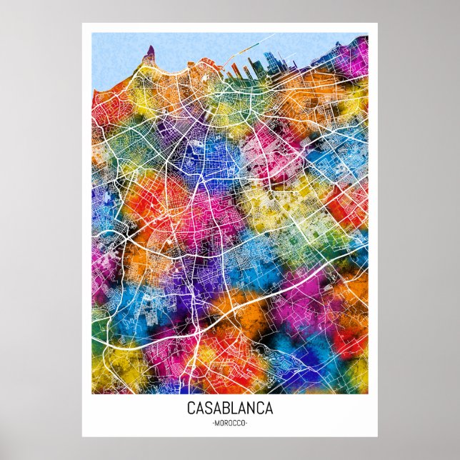Casablanca Morocco City Map Poster (Front)