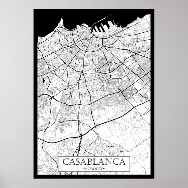 Casablanca Morocco Map Poster (Front)