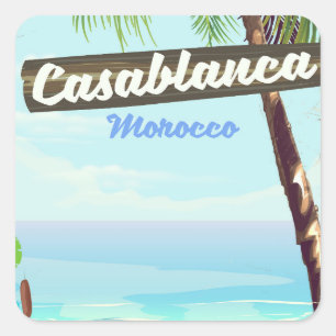 Casablanca Morocco, romantic vintage poster Square Sticker