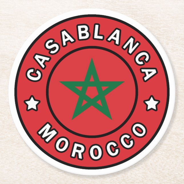Casablanca Morocco Round Paper Coaster (Front)