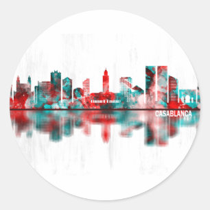 Casablanca Morocco Skyline Classic Round Sticker