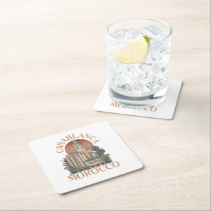 casablanca morocco square paper coaster