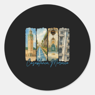 Casablanca Morocco Traveling Trip Brushstroke Souv Classic Round Sticker