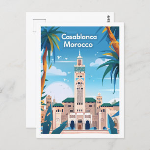 Casablanca Morocco Vintage Famous Travel Place Postcard
