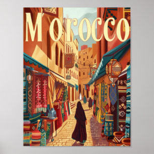 Casablanca Morocco Vintage Famous Travel Place Poster