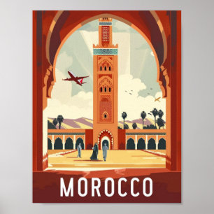 Casablanca  Morocco Vintage Famous Travel Place  Poster