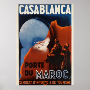 Casablanca Morocco Vintage French Travel Poster