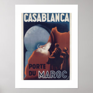 Casablanca Morocco Vintage French Travel Poster