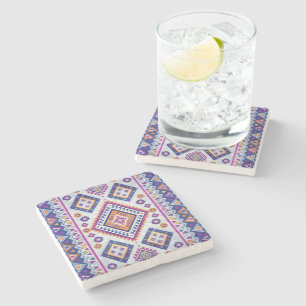 Casablanca Nights – Vibrant Moorish Geometric Art Stone Coaster