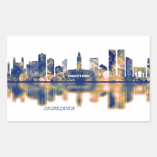 Casablanca Skyline Rectangular Sticker (Front)