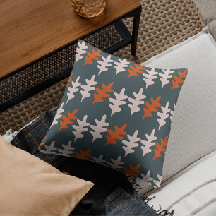 Casal Blue, Grey and Orange Abstract Art Pattern Cushion