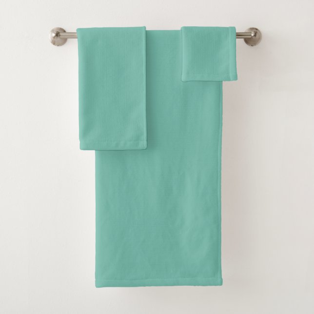 Cascade Aqua Green Solid Colour Print Bath Towel Set (Insitu)