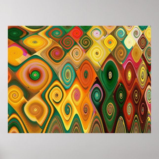 Cascade Cool Abstract Fine Art Fractal Poster (Front)