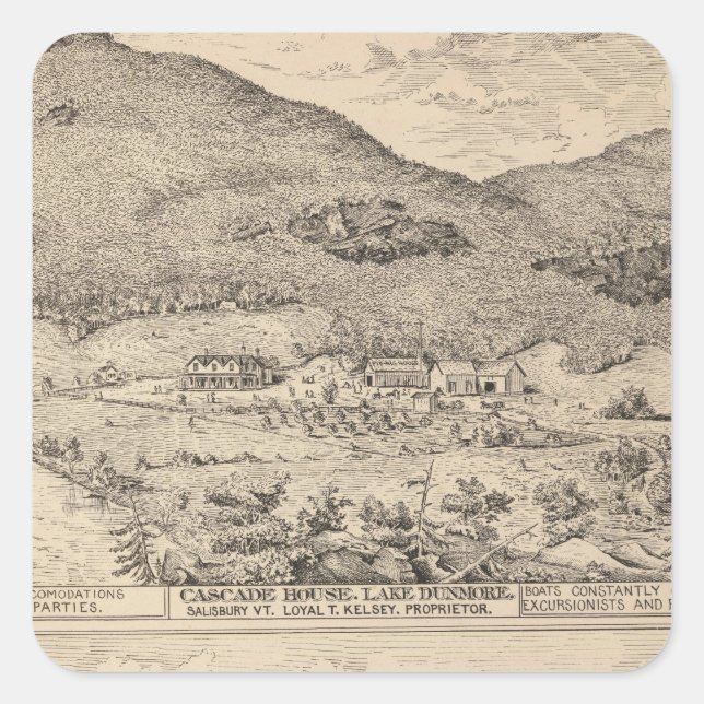 Cascade House in Lake Dunmore Square Sticker (Front)